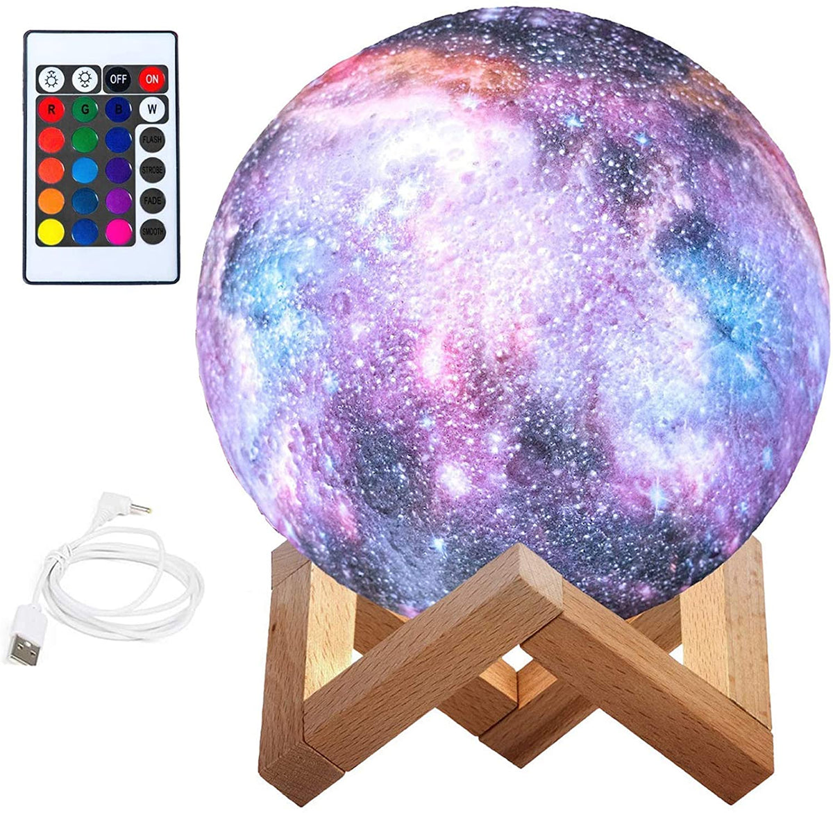 Moon Lamp Night Light,16 Colors LED Moon Light with 4 Modes USB