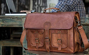 Leather Briefcase for Men and Women 18 inch Handmade Leather Messenger Bag for Laptop Best Computer Satchel School Distressed Bag