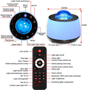 Star Projector Light with Night Light Projector Moon and Nebula Effect/Bluetooth Voice Control/Rotating Ocean Wave/Bluetooth Speaker/Wireless Remote. Panel Screen Button Light for Entertainment Brand