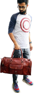 20" Leather Duffle Bag Travel Carry-on Luggage Overnight Gym Weekender Bag