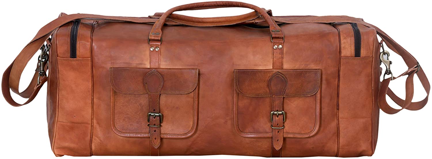 Large 30 inch duffel leather bags for men travel bag overnight gym sports weekend bag