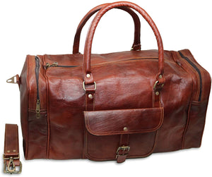 20" Leather Duffle Bag Travel Carry-on Luggage Overnight Gym Weekender Bag