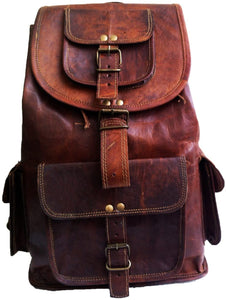 16" Brown Leather Backpack Vintage Rucksack Laptop Bag Water Resistant Casual Daypack College Bookbag Comfortable Lightweight Travel Hiking/Picnic for Men