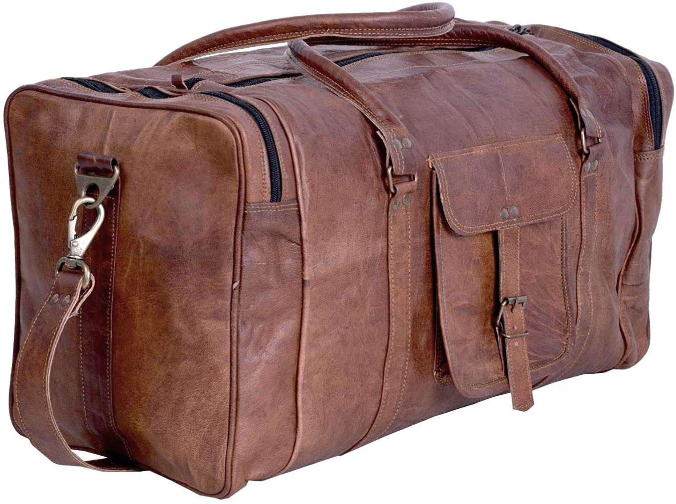 21 Inch Vintage Leather Duffel Travel Gym Sports Overnight Weekend Duffel Bag
