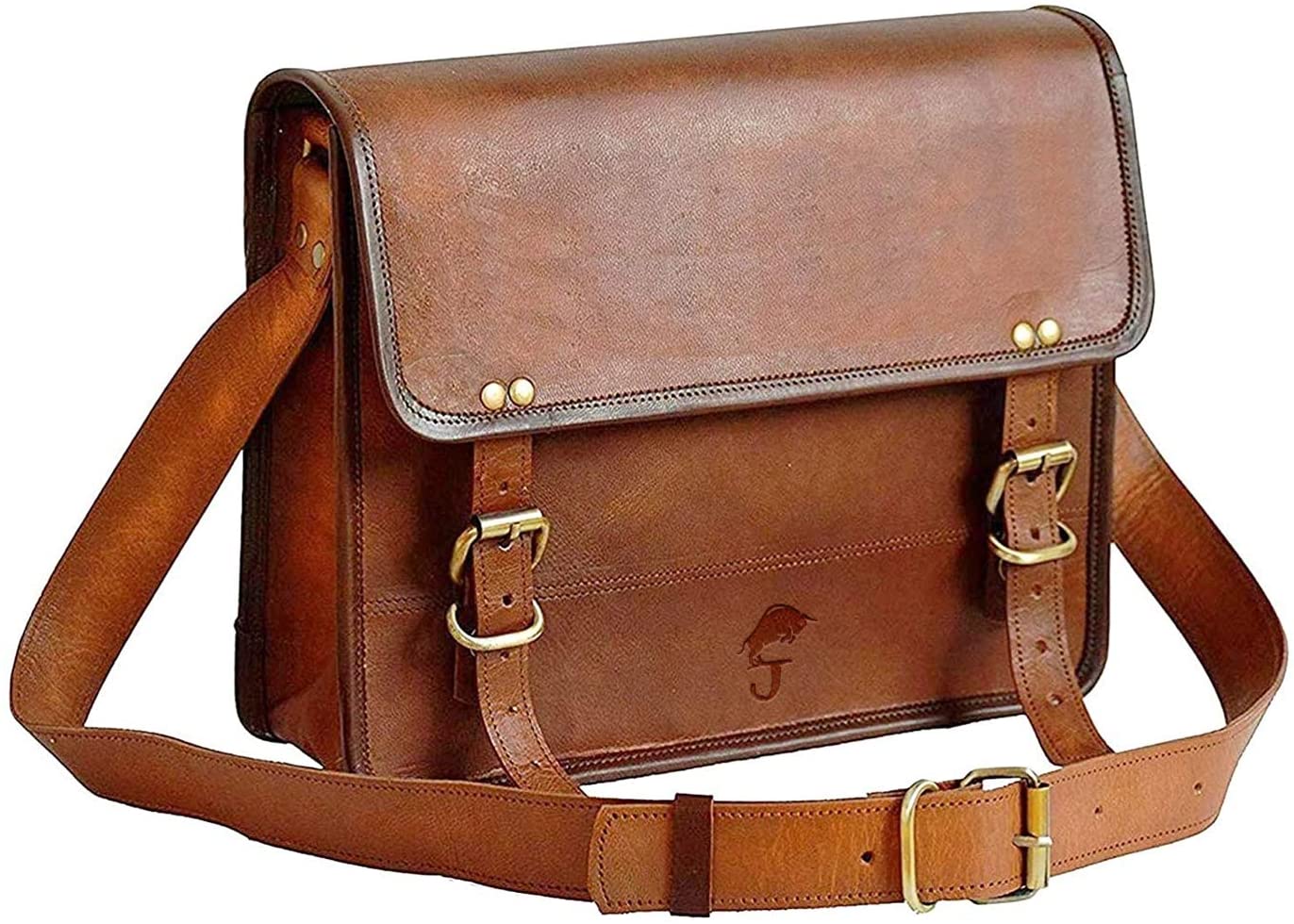 13" Leather Messenger Bag Laptop case Office Briefcase Men Computer Distressed Shoulder Bag