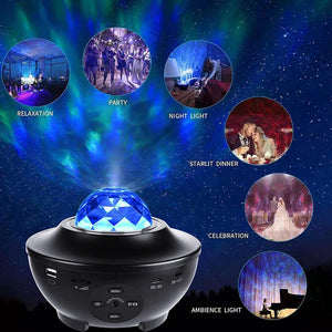 Star Projector Night Light, 2-in-1 Ocean Wave LED Starry Night Light Projector Built-in Bluetooth Speaker Sound Sensor for Baby Children’s Bedroom, Home Decoration, Game Rooms