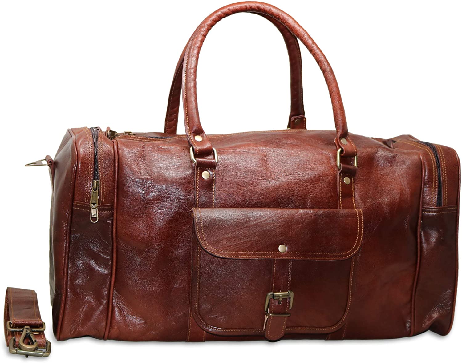 20" Leather Duffle Bag Travel Carry-on Luggage Overnight Gym Weekender Bag