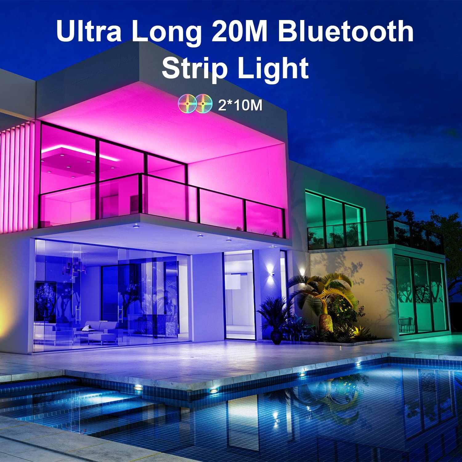 20 M Bluetooth LED Light Strip Controlled by Smart Phone APP, Music Sync LED