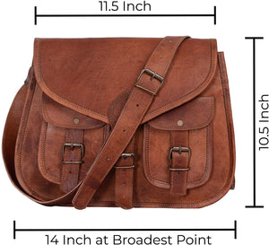 14 Inch Leather Purse Women Shoulder Bag Crossbody Satchel Ladies Tote Travel Purse Genuine