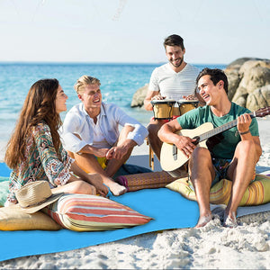 Brand New Sand Free Beach Blanket Oversized Sand proof Beach Mat 210cmx200cm for 5-7 Adults Waterproof Picnic Blanket with 4 Spikes & Corner Pockets Large Outdoor Blanket for Camping Travel Sunbathing