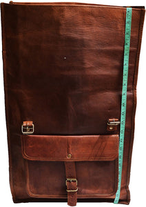 22" Brown Leather Backpack Vintage Rucksack Laptop Bag Water Resistant Roll Top College Bookbag Comfortable Lightweight Travel Hiking/Picnic for Men