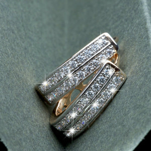 18k yellow white gold made with SWAROVSKI crystal classic huggie earrings
