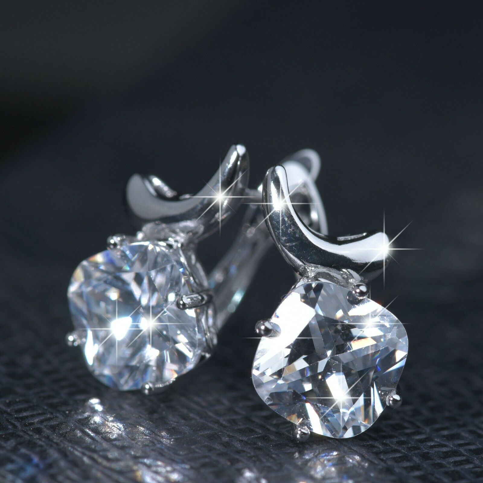 18k white gold filled made with SWAROVSKI crystal bling clear stud dangle earrings