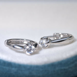 18K white Gold Filled made with Swarovski crystal huggies solitaire earrings