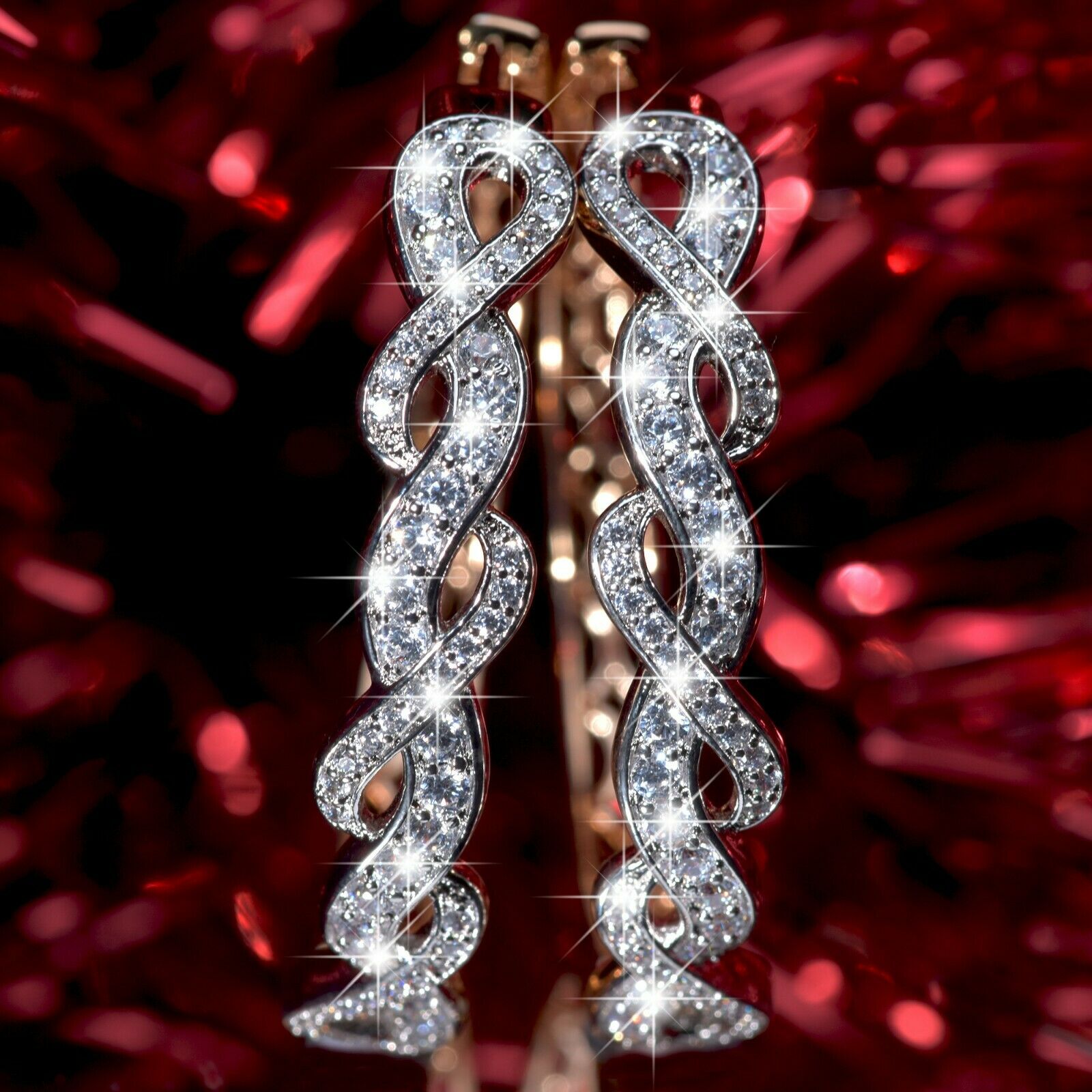 18k gold filled  made with SWAROVSKI crystal huggies infinity hoop earrings sparkling