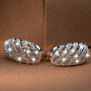 18k yellow white Gold plated made with Swarovski crystal line pattern huggies earrings