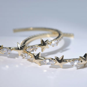 18k yellow Gold Plated made with SWAROVSKI crystal hoop stud star open cuff earrings