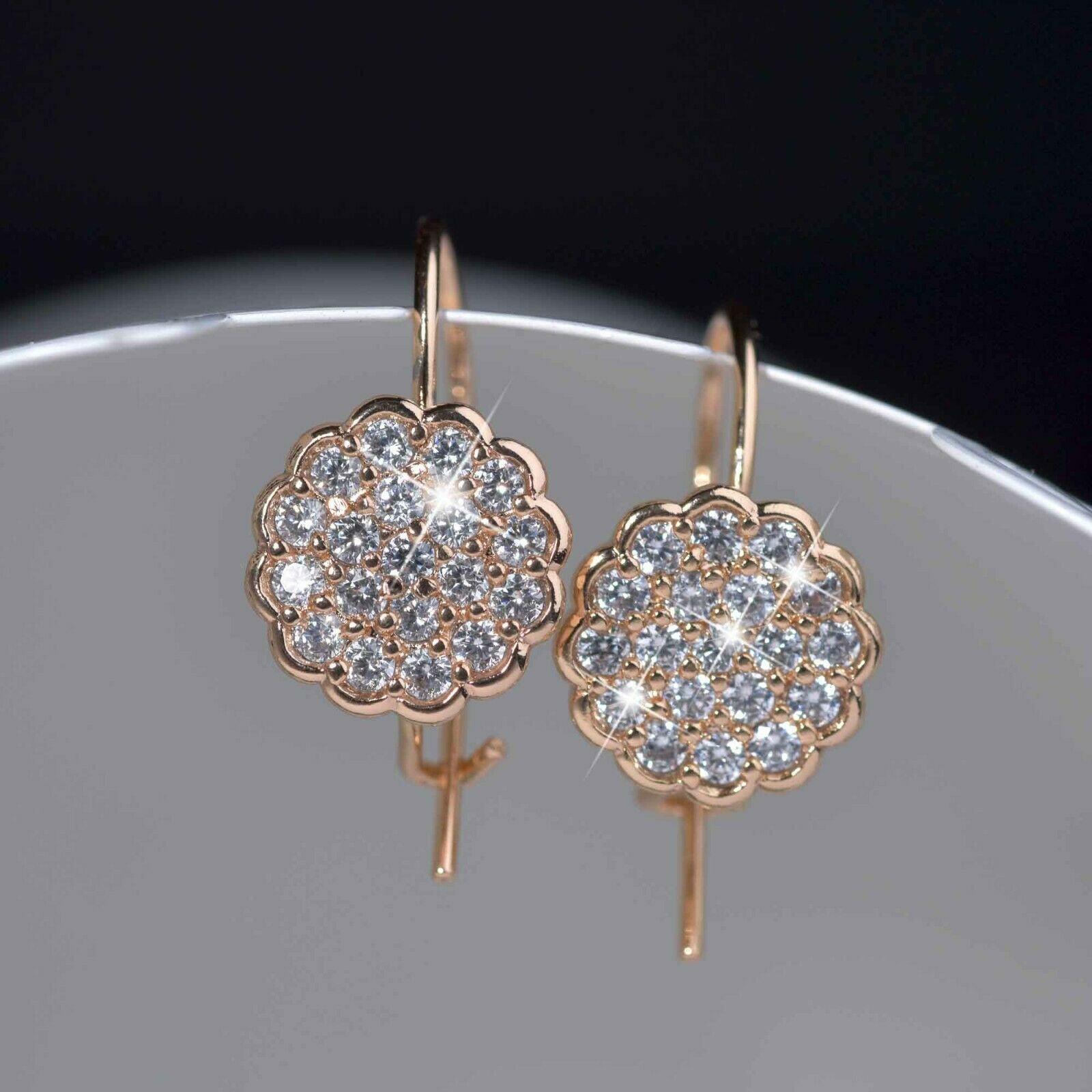 18k yellow Gold plated made with SWAROVSKI crystal flower drop dangle earrings
