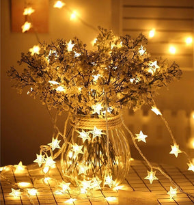 Star Fairy Lights - 70 LED 33 FT Star String Lights Waterproof for Indoor, Outdoor, Bedroom, Wedding, Party, Christmas Garden Decorations, Warm White
