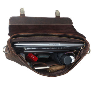 Leather 14'' Laptop Business Briefcase Messenger Shoulder Bag Handbag