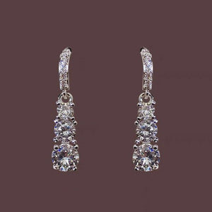 18k white Gold plated made with SWAROVSKI crystal drop dangle 925 silver earrings