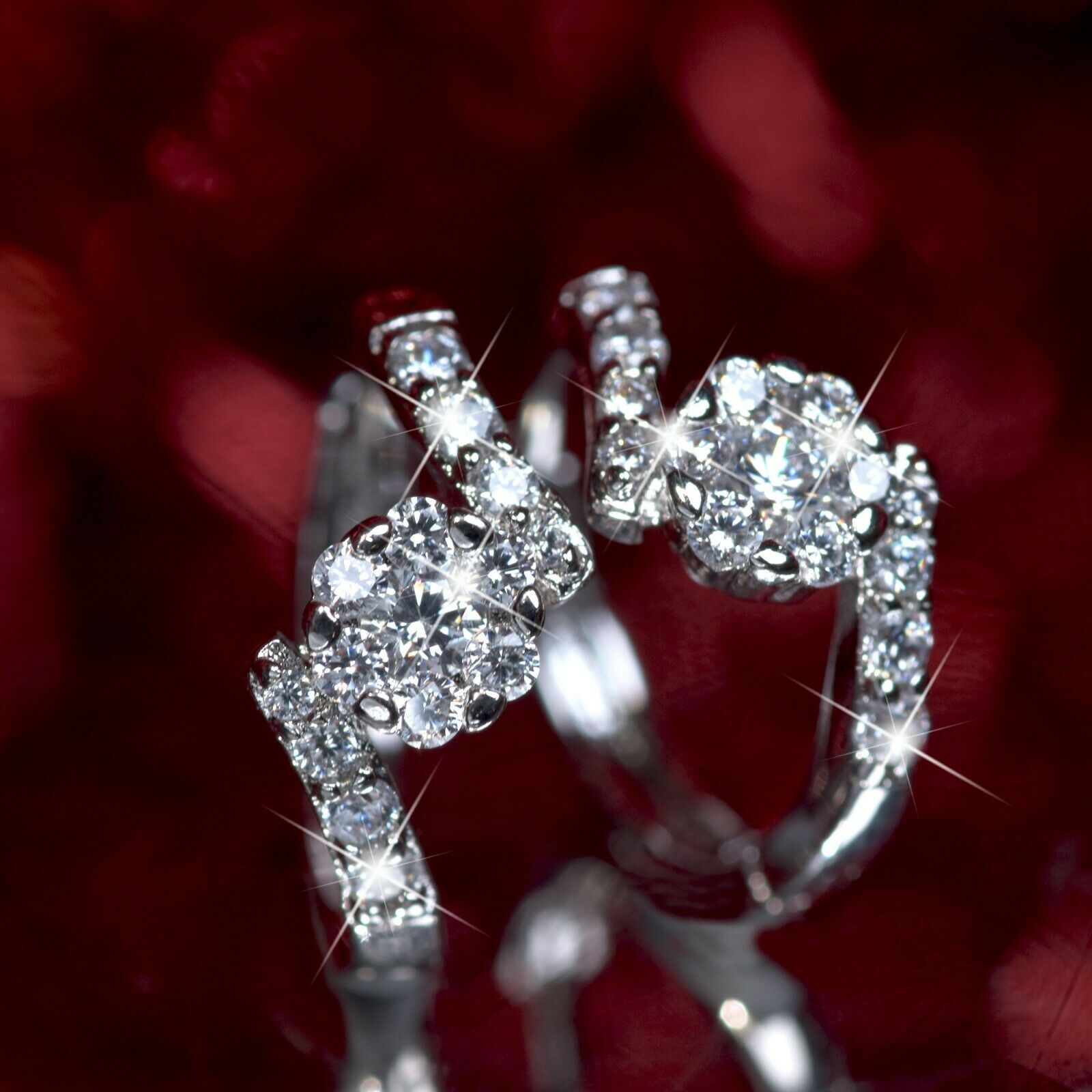 18K WHITE GOLD FILLED STUD MADE WITH SWAROVSKI CRYSTAL HUGGIES EARRINGS