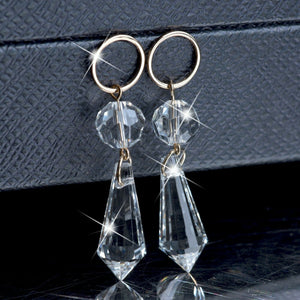 18k yellow GOLD FILLED made with Swarovski crystal hook dangle classic earrings