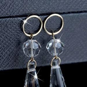 18k yellow GOLD FILLED made with Swarovski crystal hook dangle classic earrings