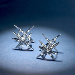 18k white gold plated made with SWAROVSKI crystal huggies Polaris north star earrings