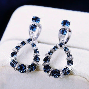 18K White Gold Filled Made With Swarovski Crystal Teardrop Non-pierced Clip Earrings
