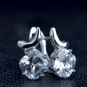 18k white gold filled made with SWAROVSKI crystal bling clear stud dangle earrings