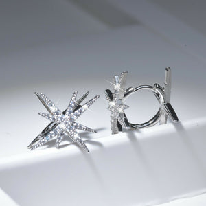 18k white gold plated made with SWAROVSKI crystal huggies Polaris north star earrings