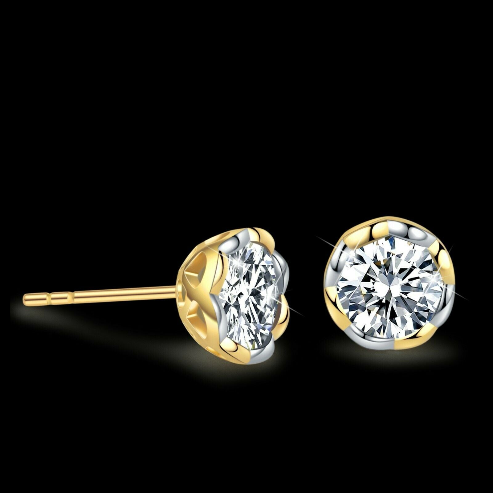 18k gold plated made with Swarovski crystal round stud earrings SMALL 7.5mm