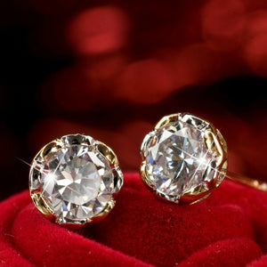 18k gold plated made with Swarovski crystal round stud earrings SMALL 7.5mm