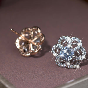 18k white yellow gold filled  made with SWAROVSKI crystal stud flower earrings