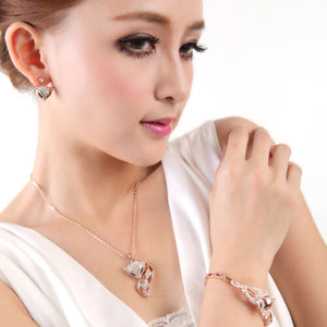 18K Rose Gold Plated Made With Genuine Swarovski Crystal Charming Fox Necklace